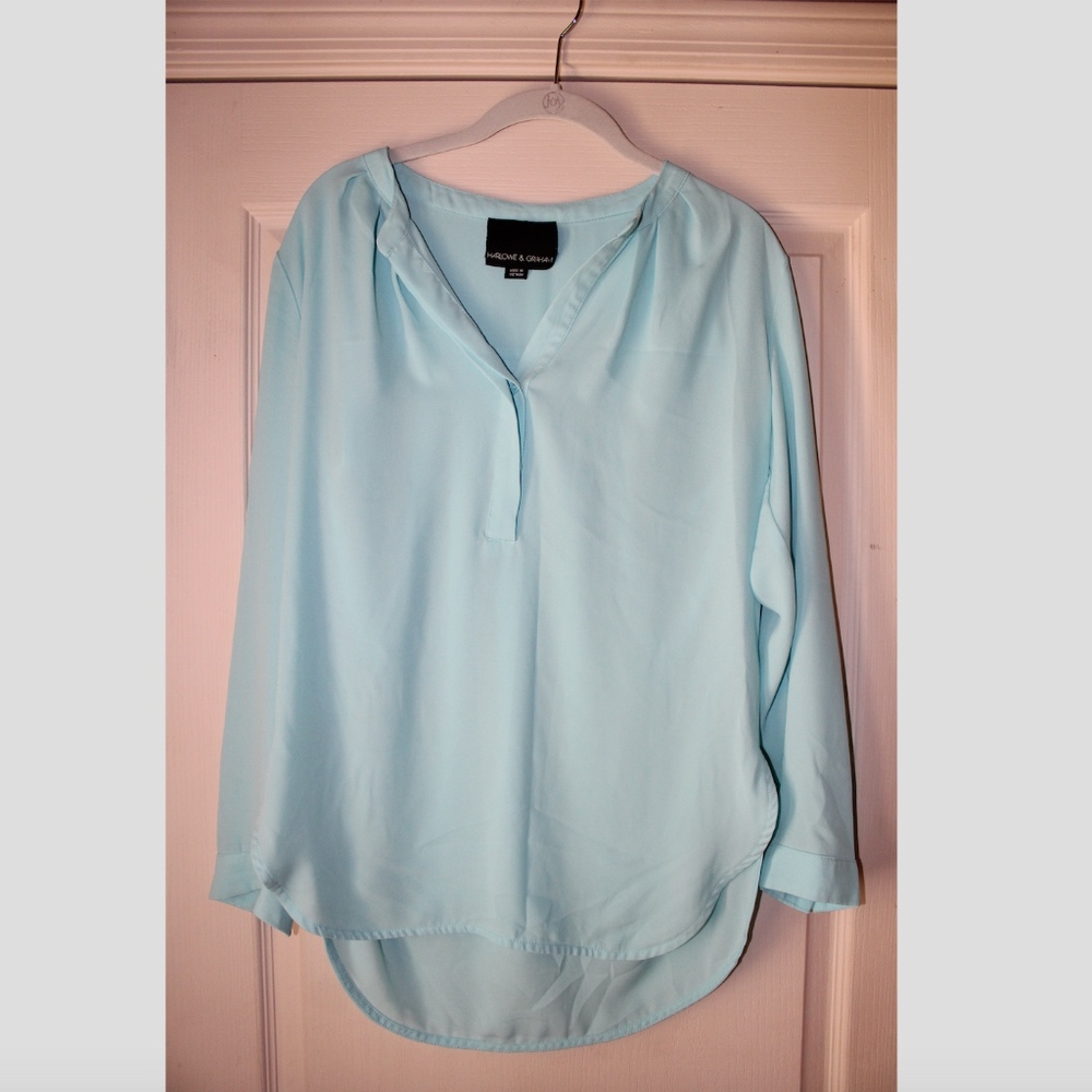 Light Blue Peasant Style Blouse